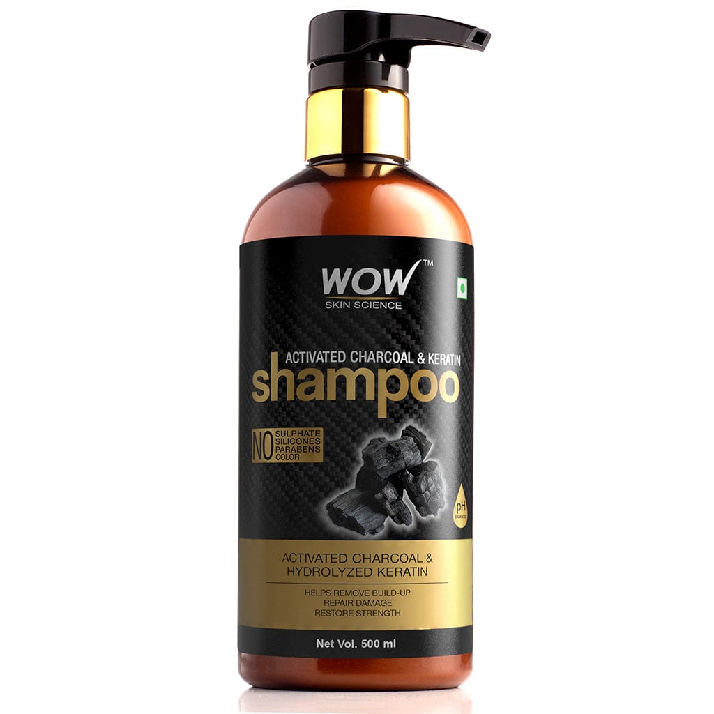 WOW Skin Science Activated Charcoal & Keratin Shampoo - 500 ml - BuyWow