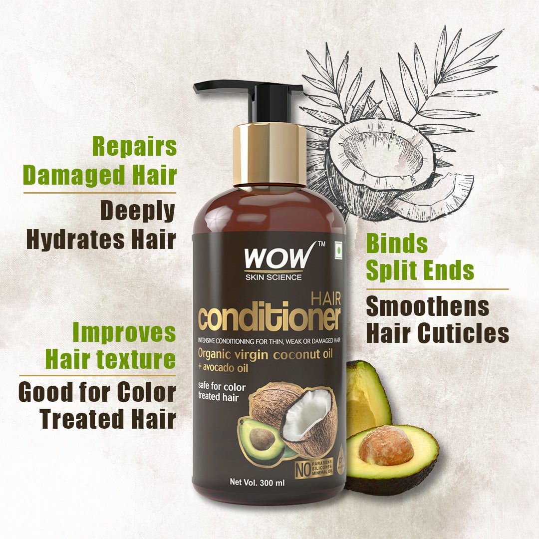 WOW Skin Science Coconut & Avocado Oil No Parabens & Sulphate Hair Conditioner - 300 ml - BuyWow