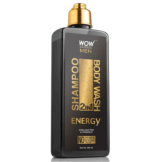 WOW Skin Science Energy 2-In-1 Shampoo + Body Wash - No Parabens, Sulphate, Silicones & Color - 250 ml - BuyWow