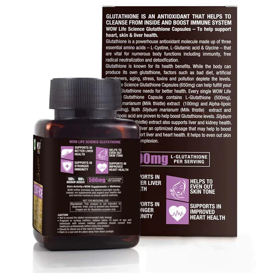 Glutathione - Boosts Immune System | Protect Liver Health | Improves Heart Health - 30 Capsules