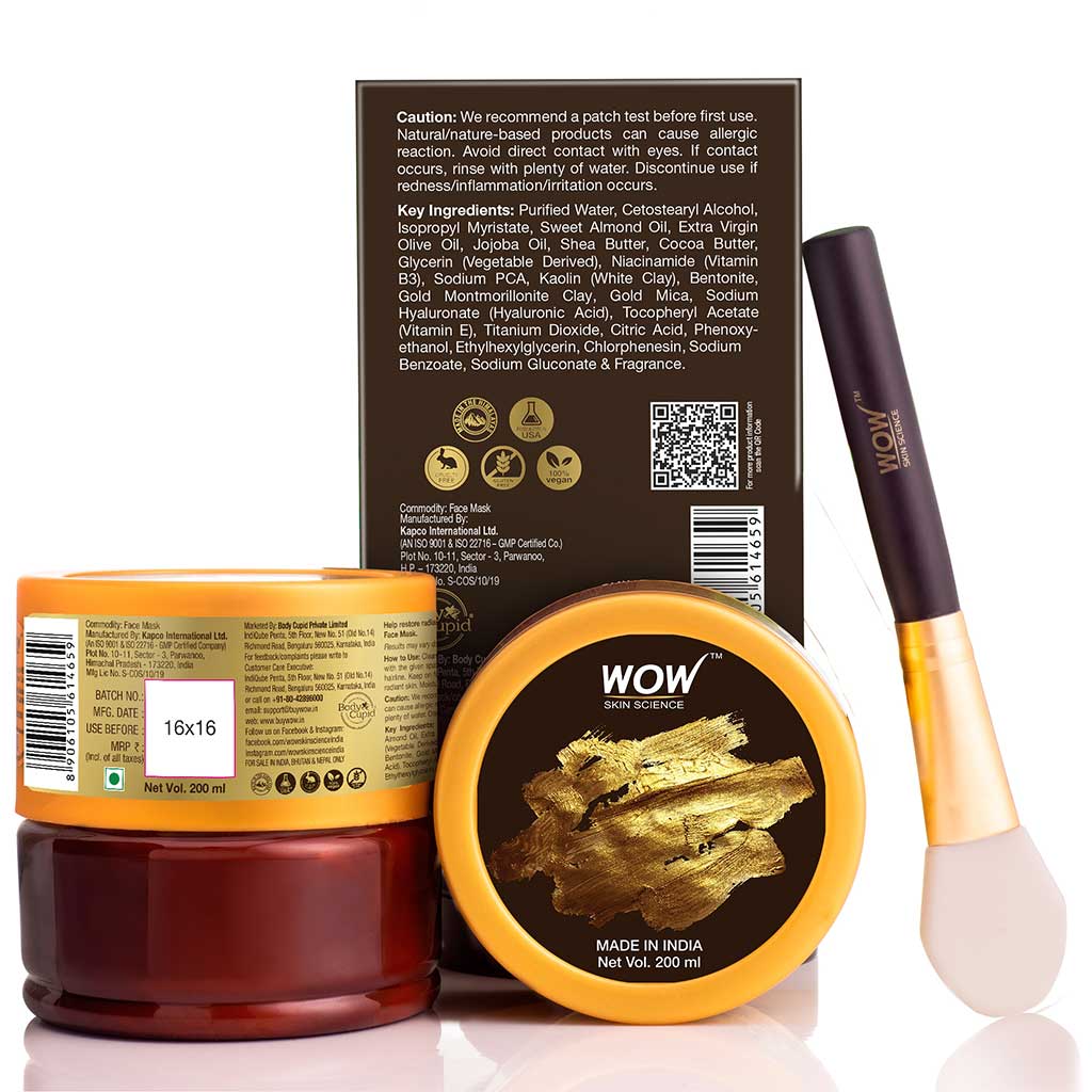 Gold Clay Face Mask for Hydrating Skin & Restoring Radiance - 200 ml