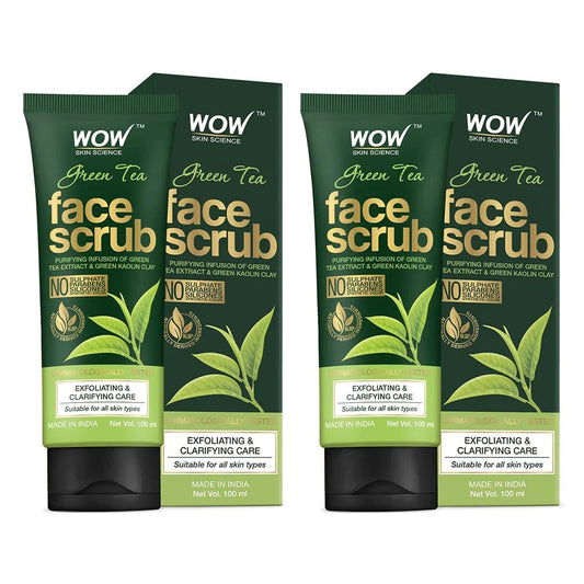 Green Tea Face Scrub - with Green Tea Extract & Green Kaolin Clay - 100 ML