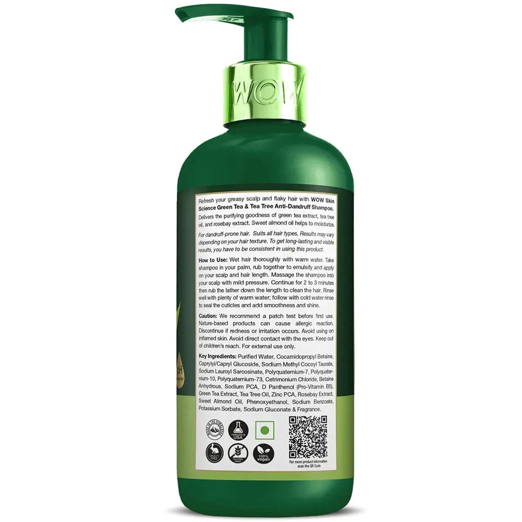 Green Tea & Tea Tree Anti Dandruff Shampoo for Dandruff, Hair Fall & Itchy Scalp