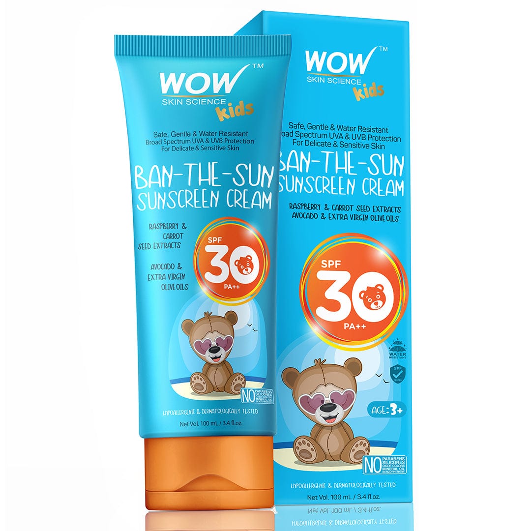 WOW Skin Science Kids Ban-The-Sun Sunscreen Cream Spf 30 Pa++ - No Parabens, Silicones, Oxide Color, Mineral Oil and Benzophenone - 100 ml - BuyWow