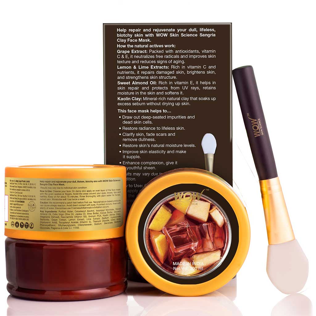 Sangria Face Mask for Energizing Dull, Tired, Patchy Skin - For All Skin Types - 200 ml