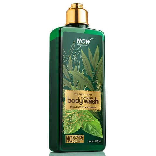 WOW Skin Science Tea Tree & Mint Foaming Body Wash - No Parabens, Sulphate, Silicones & Color - 250 ml - BuyWow