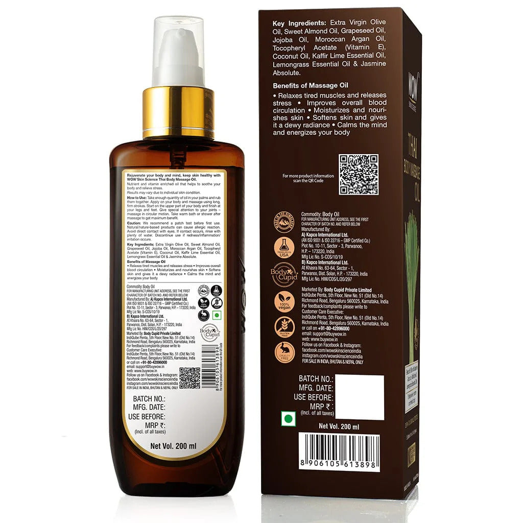 Thai Body Massage Oil - To help revive, restore and refresh body - 200 ml