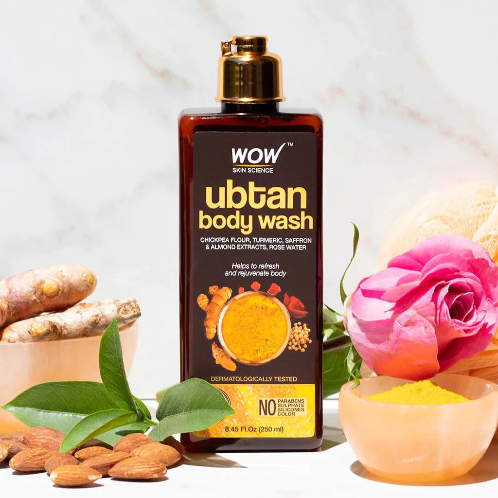 Ubtan Body Wash - 250 ml - Shower Gel with Almond Extract, Saffron & Turmeric Extracts