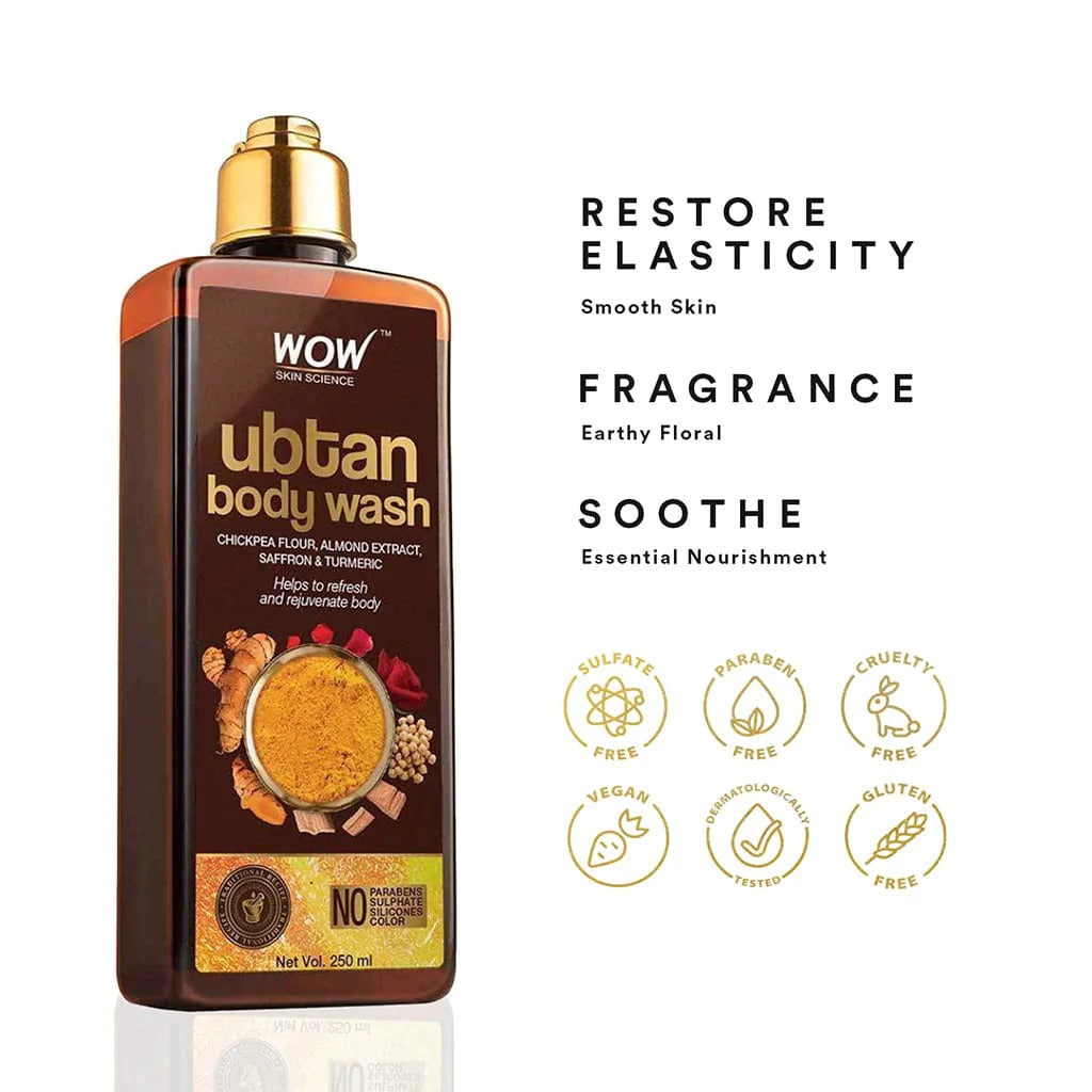 Ubtan Body Wash - 250 ml - Shower Gel with Almond Extract, Saffron & Turmeric Extracts