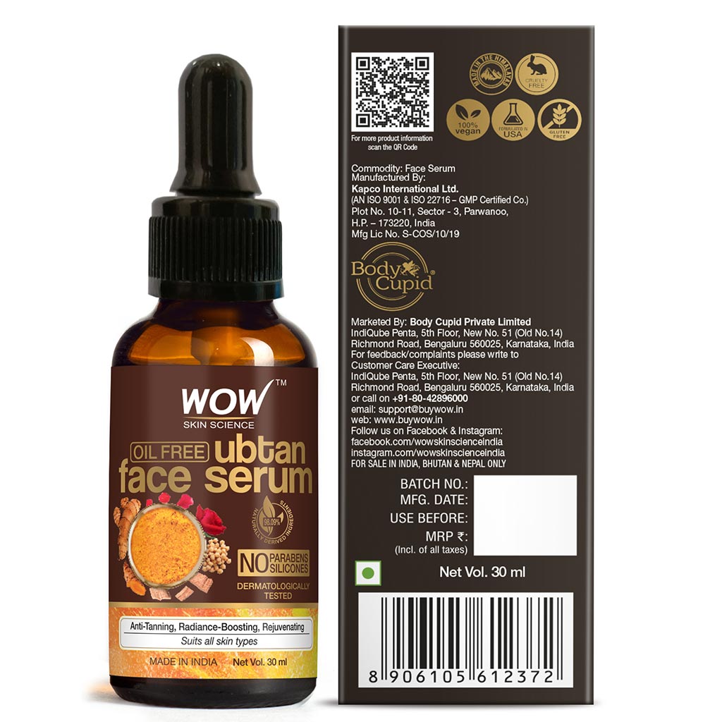 Ubtan Face Serum with Turmeric & Saffron for Skin Brightening - 30 ml