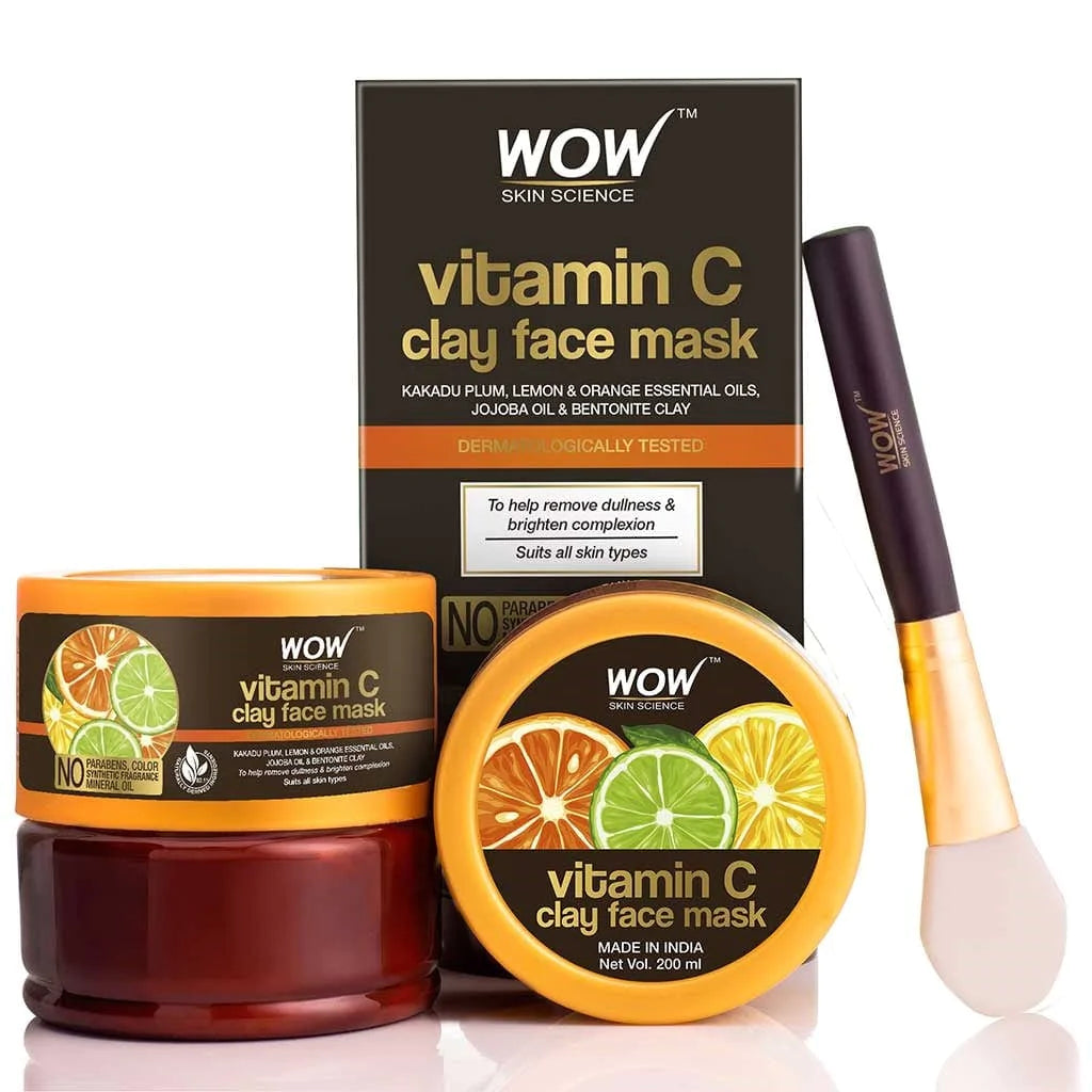 Vitamin C Clay Face Mask for Dullness, Skin Brightening & Pore Cleansing - For All Skin Types - 200ml