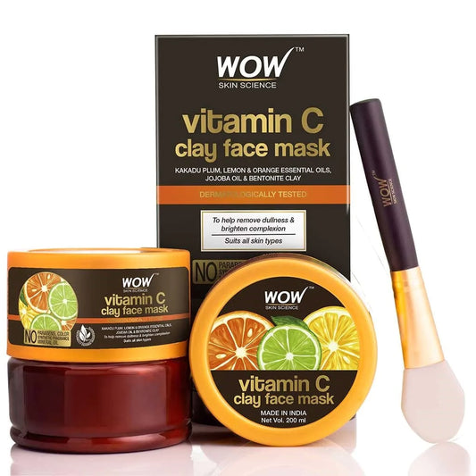 Vitamin C Clay Face Mask for Dullness, Skin Brightening & Pore Cleansing - For All Skin Types - 200ml